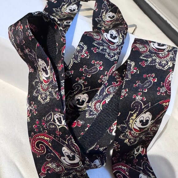 🎩 Rare Vintage Disney Mickey Mouse Paisley 100% Silk Suspenders 🎩 - Picture 8 of 16